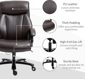 Vinsetto Fotel biurowy obrotowy z regulacją wysokości funkcja przechylania skóra PU brązowy | Aosom PL