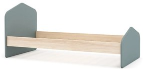 Łóżko dziecięce w dekorze sosny ze stelażem 90x190 cm w naturalnym kolorze/szarozielone Estefania – Marckeric