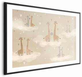 Plakat Zakochane żyrafy 60x40 cm z ramą czarną z marginesem ARTGEIST B