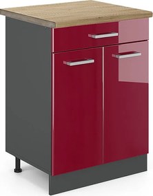 Szafka dolna do kuchni czerwony połysk 60x60x81.6 r-line