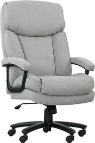 HOMCOM Duży wysoki fotel biurowy, 200 kg nośności, solidna konstrukcja, miękka tkanina, Jasnoszary