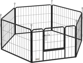 Zagroda dla Szczeniąt PawHut, Gehege dla Zwierząt Domowych, 6 Paneli, Stal, Składana, Czarna