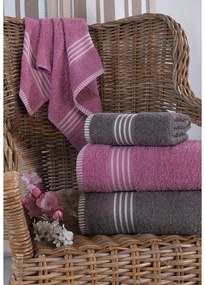 Różowo-antracytowe bawełniane ręczniki zestaw 4 szt. – Mila Home