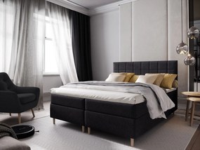 Masseno Łóżko kontynentalne IBIZA z pojemnikiem na pościel 160x200 cm - Czarny, INARI 100