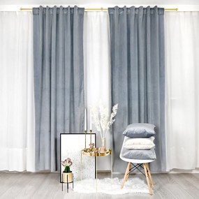 Welurowa zasłona Werona w szaroniebieskim kolorze