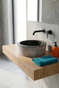 Czarna okrągła umywalka z marmuru C2-K91