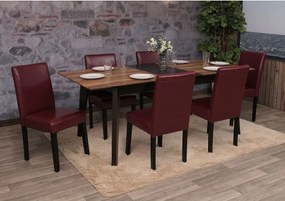 Zestaw 6 krzeseł do jadalni Littau ze sztucznej skóry,  imitacja skóry, czerwony, ciemne nogi