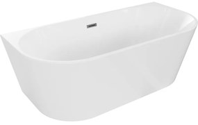 Mexen Oval wanna wolnostojąca przyścienna 140 x 75 cm, biała, przelew gun metal - 52671407500-95