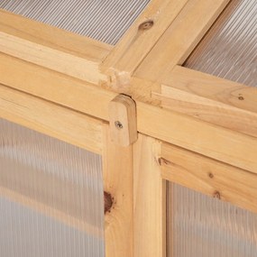Outsunny Mini szklarnia, mała szklarnia z ramą drewnianą, oknami i podwójnymi drzwiami, 3 półki, 70Dł x 50Szer x 120Wys cm, Brązowa