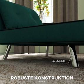 HOMCOM Sofa rozkładana ciemnozielona funkcja łóżka praktyczny składany fotel do spania stylowy design | Aosom PL