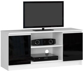 Szafka RTV z dużym blatem biała + czarny połysk - Galapi 4X 120 cm