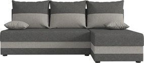 Rozkładana narożna sofa VALERIO SLIM 200x140 cm, ciemnoszara/jasnoszara, uniwersalna + 2 pod