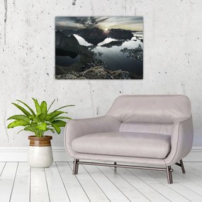Obraz na szkle - Norweskie góry (70x50 cm)