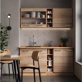 Kuchnia pojedyncza dąb sonoma/goldkraft 160x46x81.6 r-line