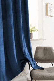 Zasłona zaciemniająca ELVIO VELVET 140x250 cm, granatowa Zawieszanie: Metalowe pierścienie