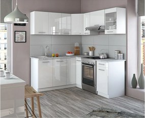 Kuchnia narożna biały wysoki połysk/biały 190x60x81.6 rick
