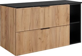 Szafka łazienkowa pod umywalkę, dąb Craft / blat z czarnego marmuru (MDF), 100 (80+20) x 57 x 46 cm