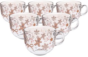 Zestaw 6 szklanych kubków Pierniczek 500 ml