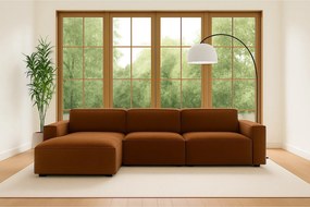 Narożnik w kształcie L Cursal, tkanina Salvador, Ciemnobrązowy, Lewy