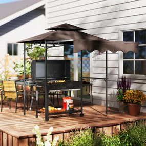 Outsunny Pawilon Grillowy 242x149x248 cm Odporny na Wodę i Ogień z Podwójnym Dachem Kolor Kawa