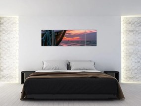 Obraz łodzi na brzegu (170x50 cm)