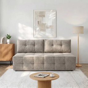 Sofa z Funkcją Spania MORANA Kremowa Boucle Nowoczesna