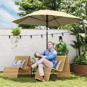 Outsunny 2,3 m Parasol bez bazy, Regulowany parasol tarasowy z korbką, Poliester, Aluminium, Włókno szklane, Beżowy