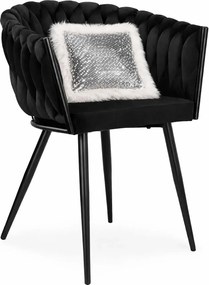 Czarne plecione krzesło do jadalni  M9-P09