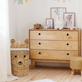 Dziecięcy kosz na zabawki z hiacyntu wodnego w naturalnym kolorze ø 30x56 cm Bear – Compactor