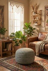 Okrągła zielona pufa do salonu W7-G24