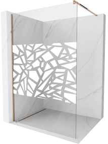 Mexen Kioto ścianka prysznicowa Walk-in 100 x 200 cm, biały wzór 8 mm, różowe złoto - 800-100-101-60-85