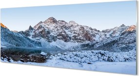 Szklany Panel Zimowe Jezioro w Górach
