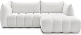 Biały narożnik z materiału bouclé (prawostronny/z szezlongiem) Azra – Bobochic Paris
