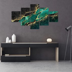Obraz - Marmurki olejno-złote (125x70 cm)