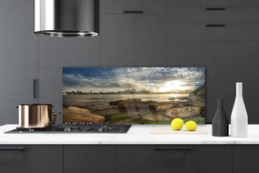 Szkło Dekoracyjne do Kuchni Panorama Portowego Miasta