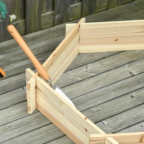 Outsunny podwyższona grządka z drewna naturalnego idealna do uprawy roślin w ogrodzie 100x92x16cm | Aosom PL