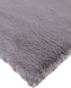 Dywan Futrzany Szary 70x130 cm Włochaty Miękki Dekoracyjny Antypoślizgowy