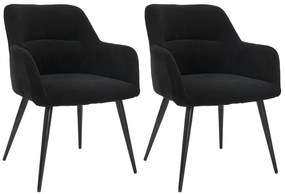 Zestaw 2 krzeseł HEKA - Podłokietniki - Tkanina i metal - Czarny