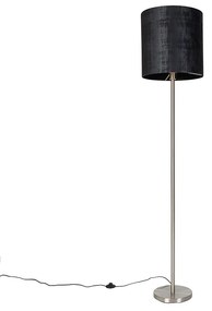 Nowoczesna lampa podłogowa stalowa z kloszem czarnym 40 cm - Simplo Nowoczesny Oswietlenie wewnetrzne