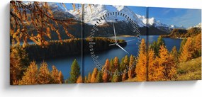 Obraz - Jesień w Alpach (z zegarem) (90x30 cm)