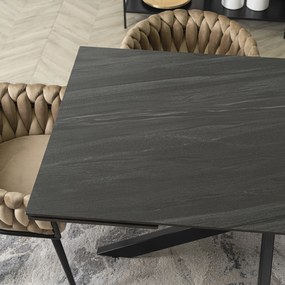 Stół Prostokątny Rozkładany BRUNO 160-240 cm Ceramiczny Czarny do Salonu Nowoczesny Loft