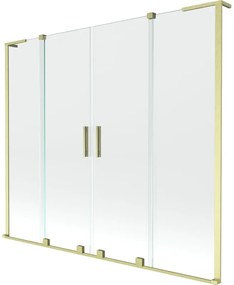 Mexen Velar L Duo parawan nawannowy 2-skrzydłowy rozsuwany 180 x 150 cm, transparent, złoty szczotkowany - 896-180-003-02-55