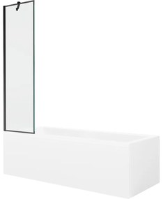 Mexen Cubik wanna prostokątna 160 x 70 cm z obudową i parawanem 1-skrzydłowym 50 cm, czarny wzór - 550316070X9505007070