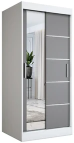 Szafa przesuwna MODUO COMFORT 3 90 biała mat/antracyt z lustrem MKPOL