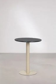 Okrągły Barowy Stół Z Naturalnego Kamienia Xiren Ø60 Cm & Zielony Marmur Big Flower - Tapiokowy Beż - Sklum