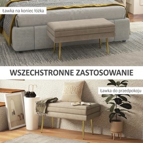 HOMCOM Ławka tapicerowana z pojemnikiem skrzynia do przedpokoju puf beżowa 79,5x37,5x43 cm stalowe nogi siedzisko ze schowkiem | Aosom PL