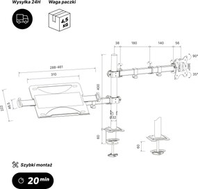 Uchwyt na monitor i laptop 2 w 1 czarny: MARK