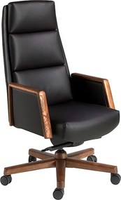 Obrotowe krzesło biurowe z czarnej skóry ekologicznej