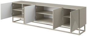 Szafka RTV Asha 200 cm z ryflowanym frontem i metalowym, kaszmirowym stelażem - kaszmir