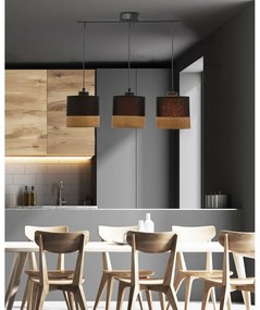 Czarna lampa wisząca z tekstylnym kloszem ø 15 cm Porto – Candellux Lighting